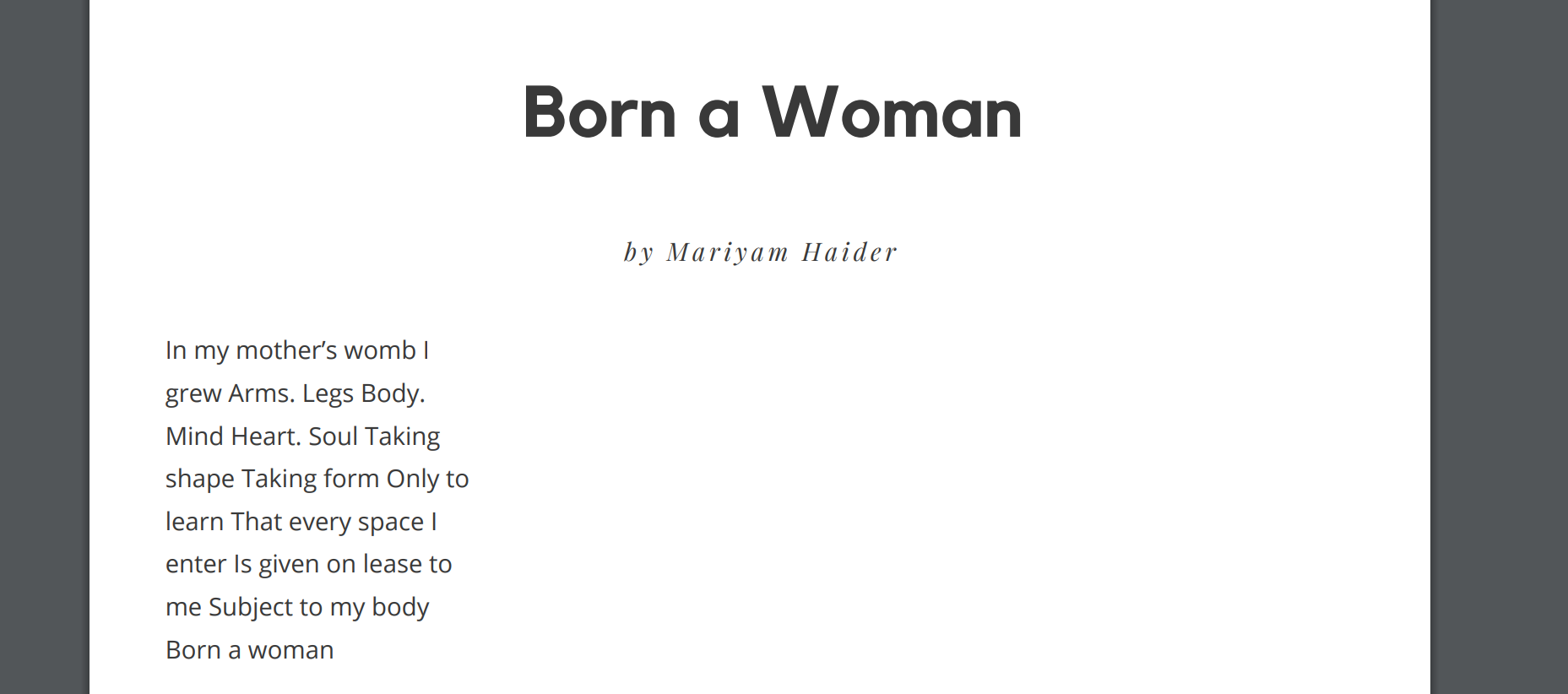 Poem - Born A Woman